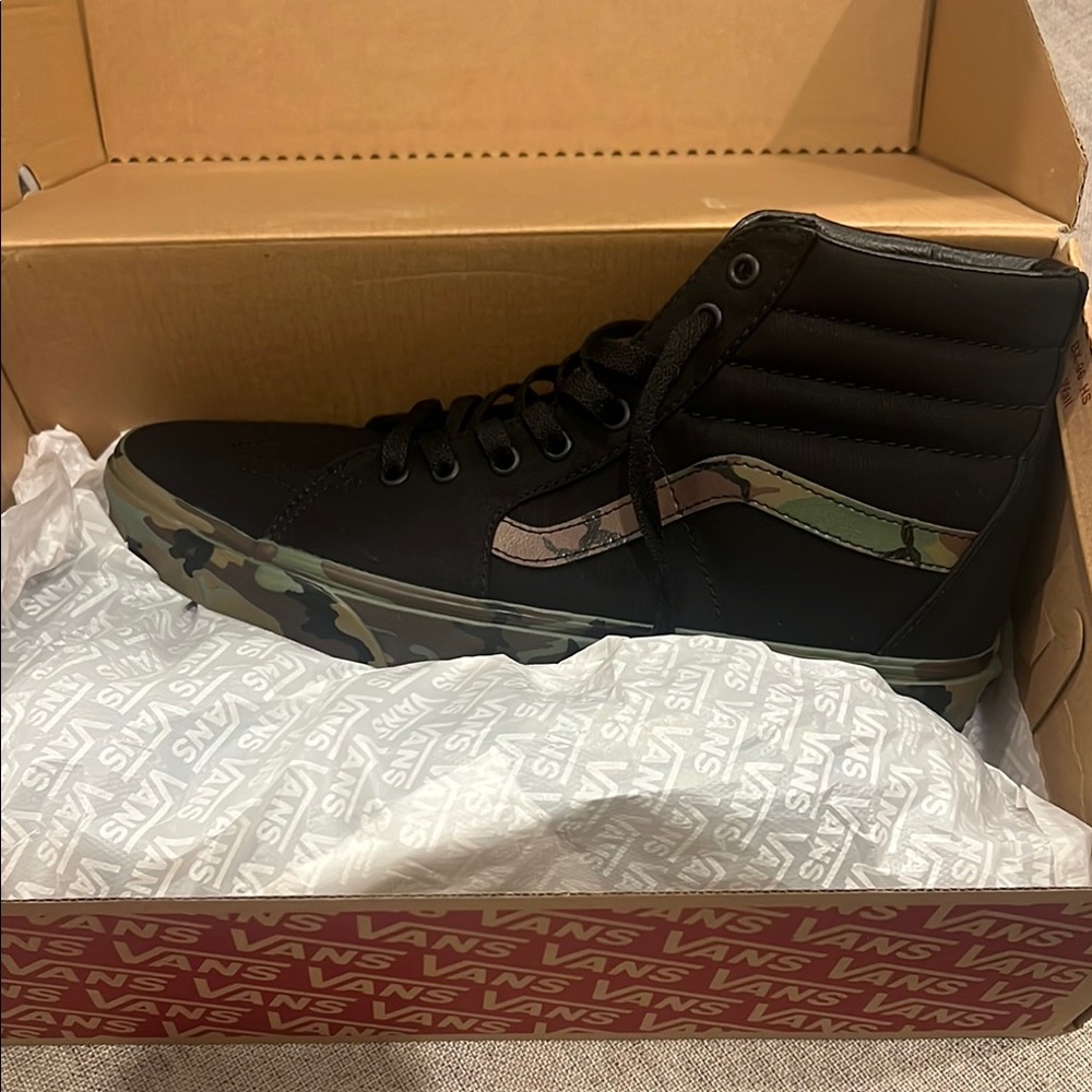 Vans Black and Green High-Top Sneakers